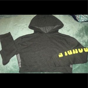cropped "TROUBLE" hoodie